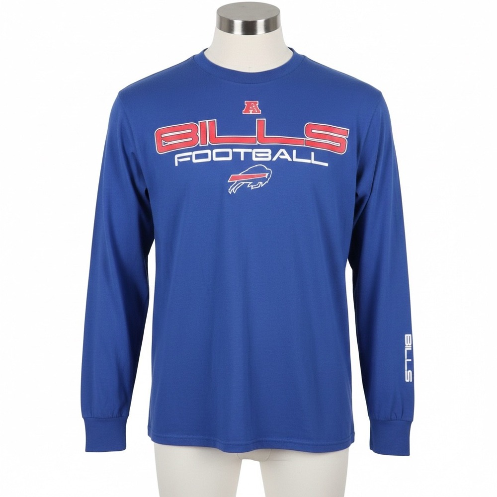 Buffalo Bills Football Long Sleeve Shirt NFL Team Apparel Blue Graphic‎ Tee M